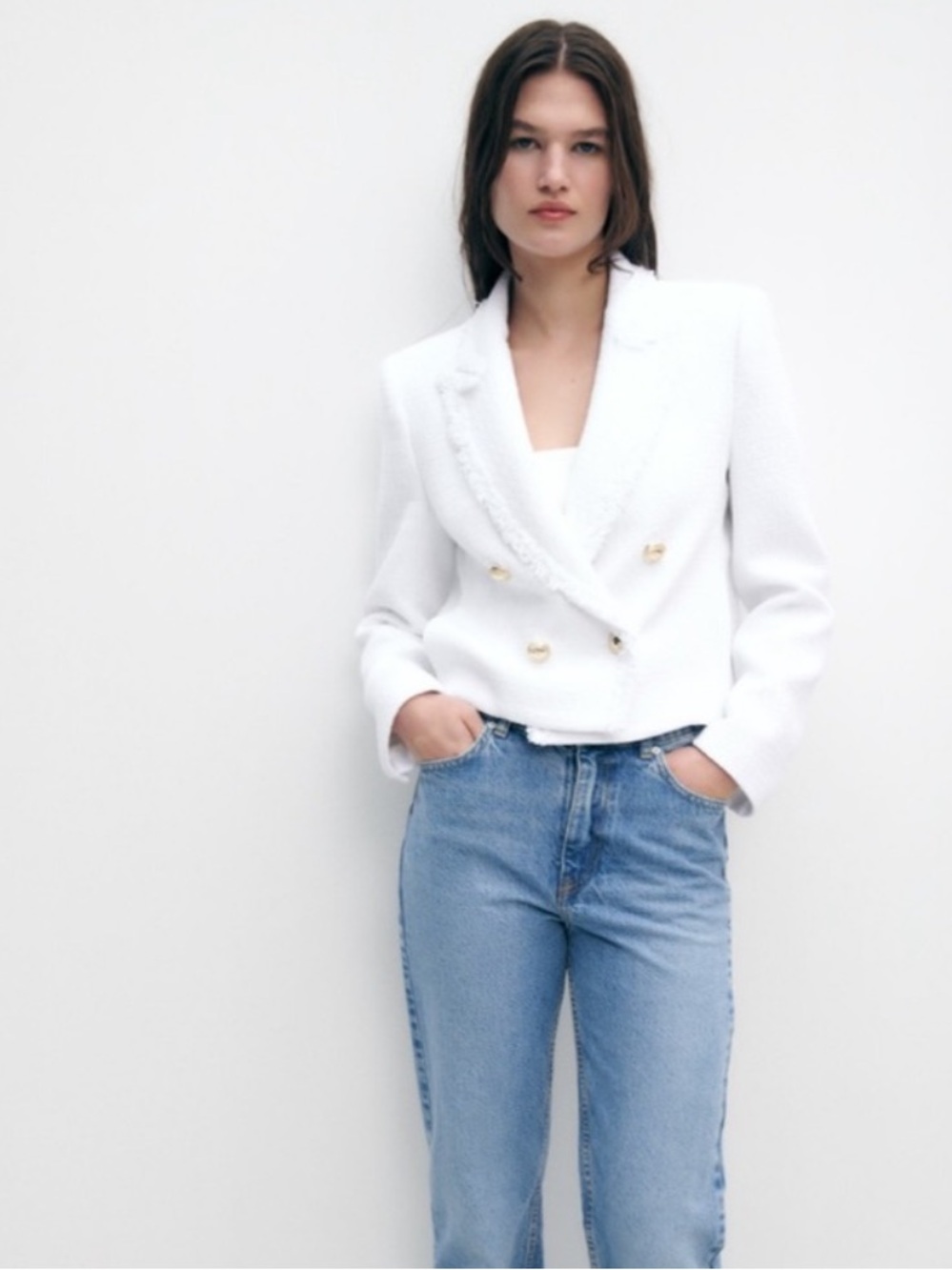 CROPPED TEXTURED BLAZER